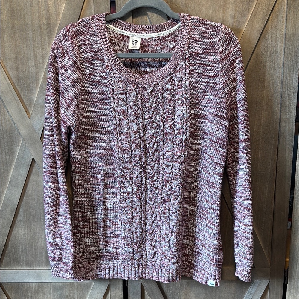 Roxy Maroon Cable Knit Sweater - soft XL
